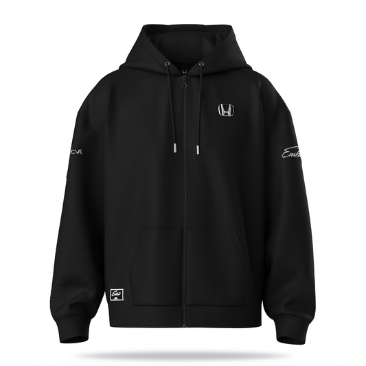 Autocannon x Honda Emblem - Zip Hoodie Jacket BLACK