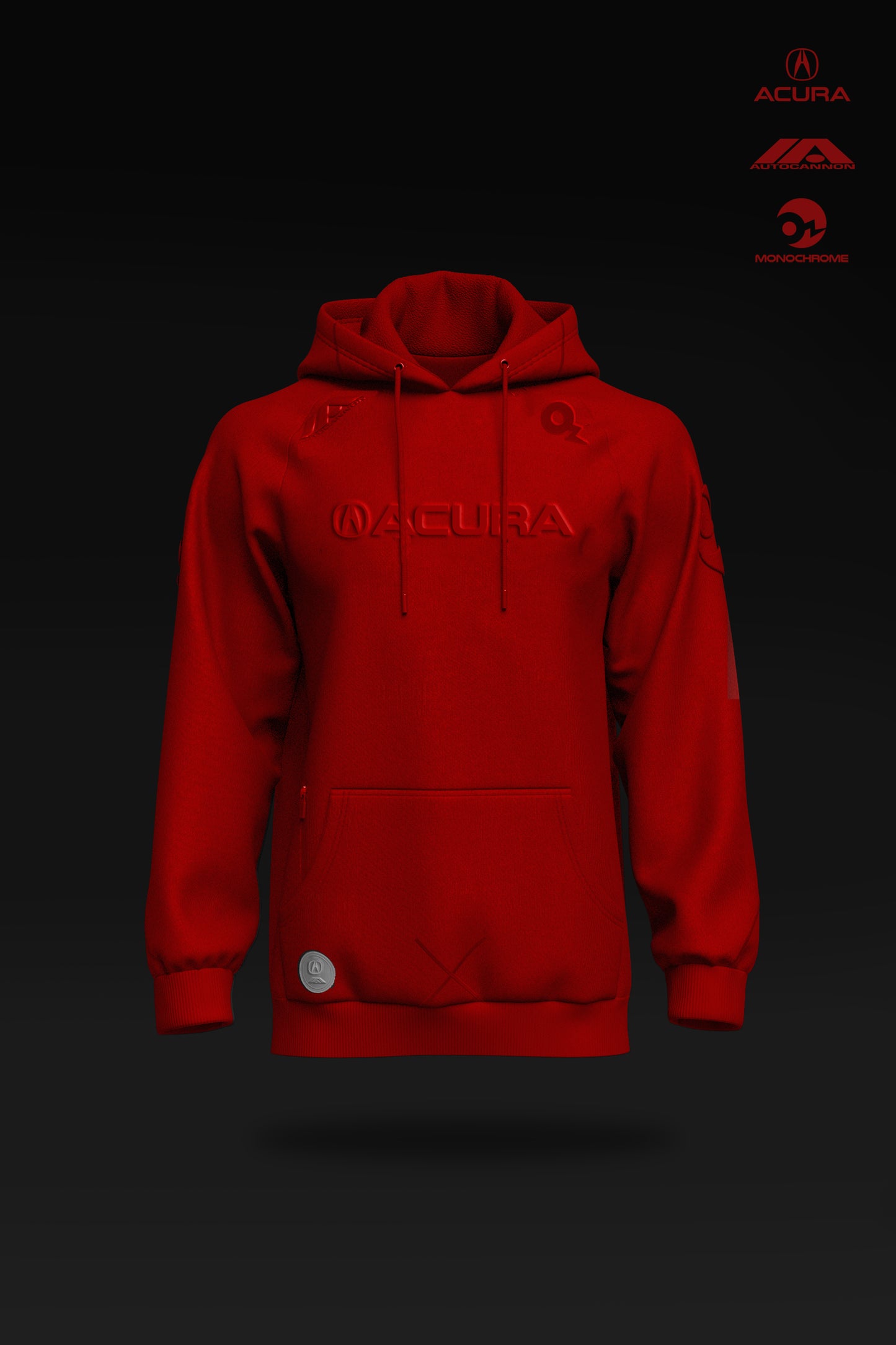 Autocannon x Acura Monochrome Hoodie Deep Red