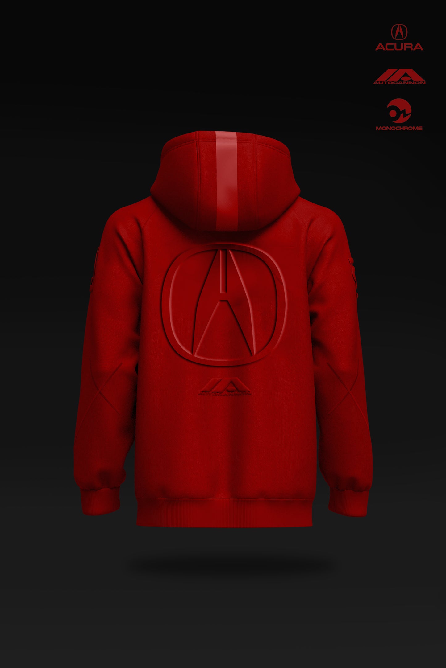 Autocannon x Acura Monochrome Hoodie Deep Red