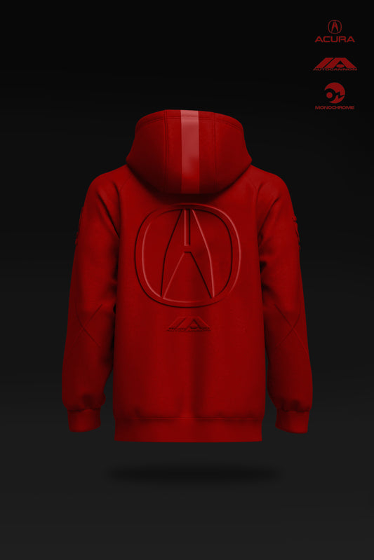 Autocannon x Acura Monochrome Hoodie Deep Red