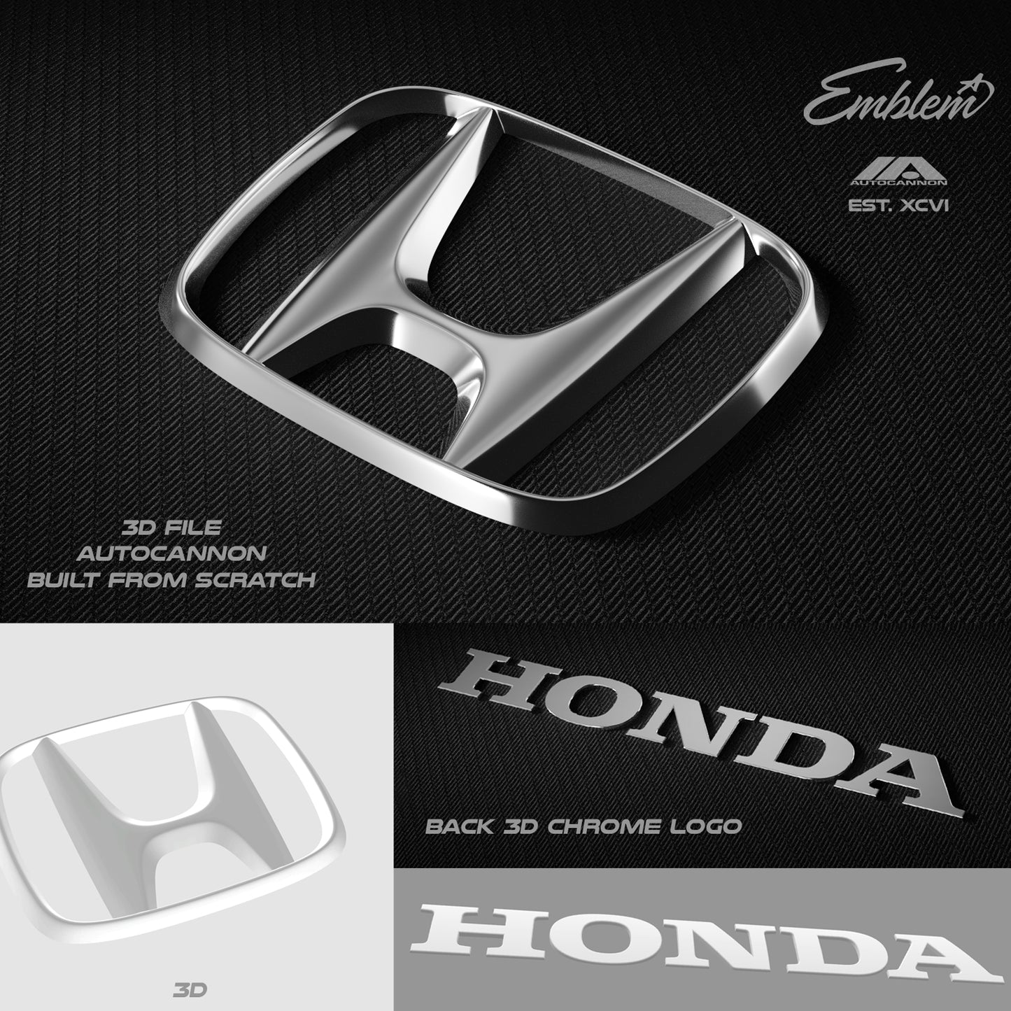 Autocannon x Honda Emblem - Hoodie BLACK