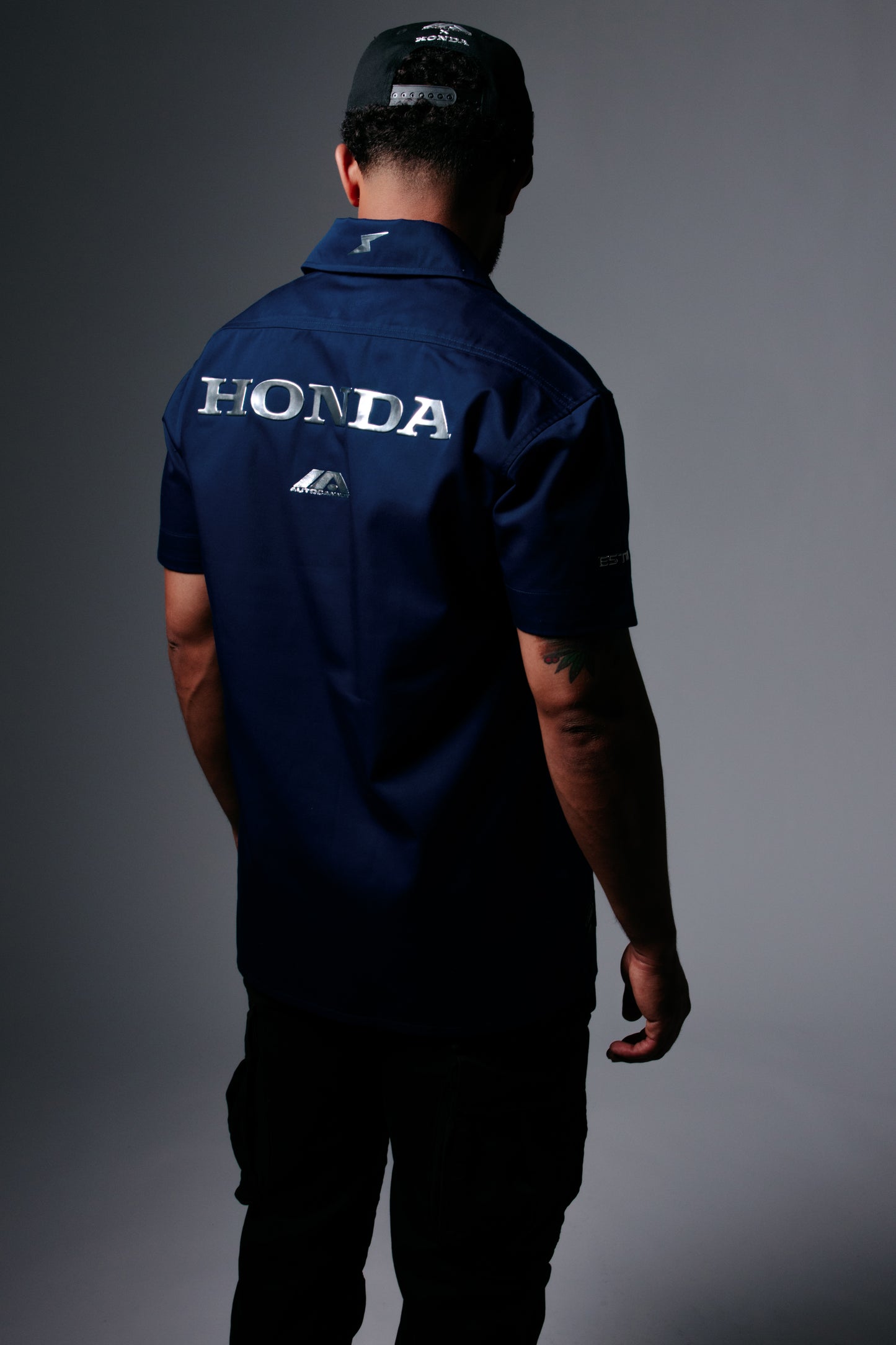 Autocannon x Honda Emblem - Pit Crew Shirt NAVY