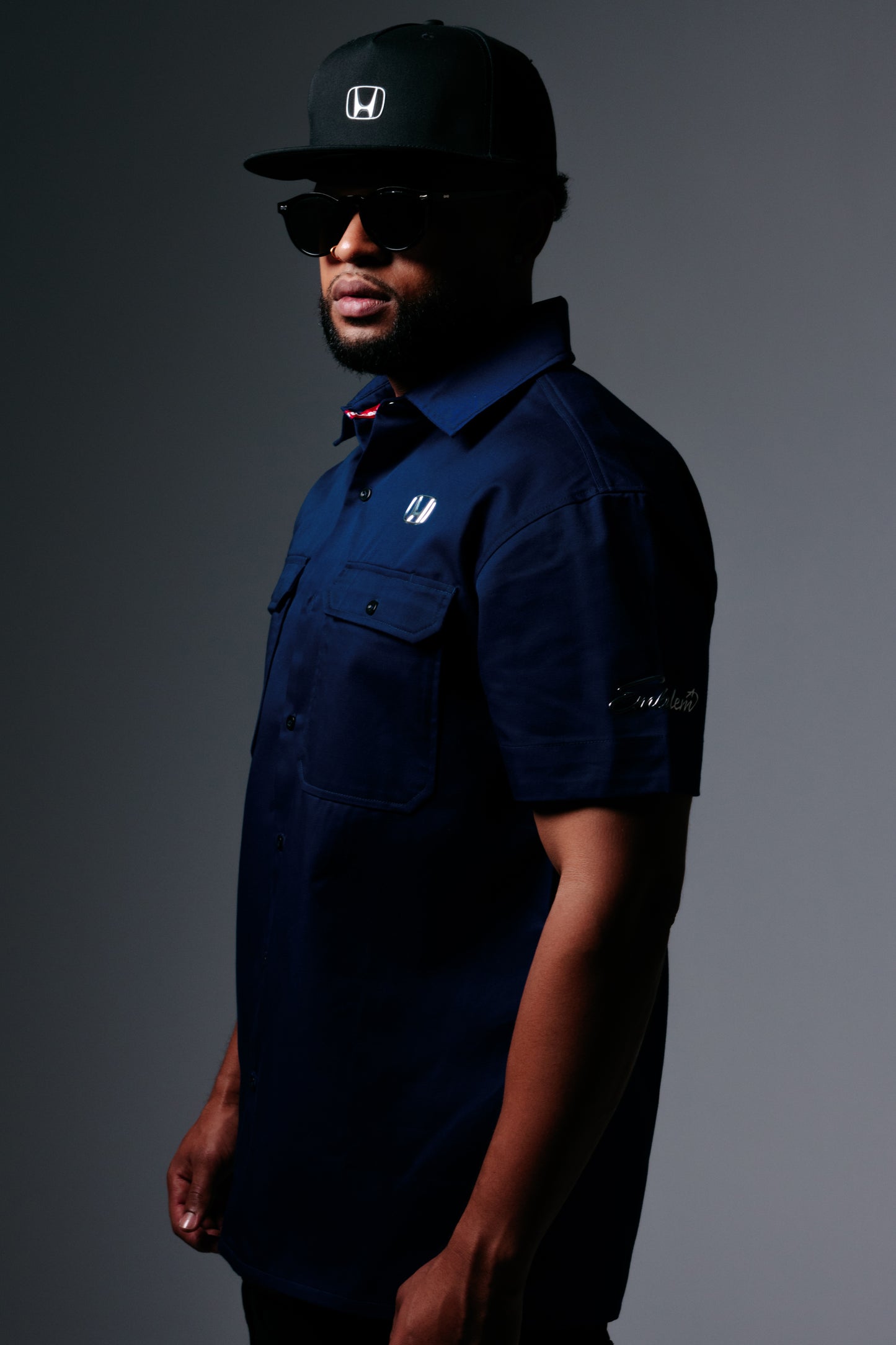 Autocannon x Honda Emblem - Pit Crew Shirt NAVY