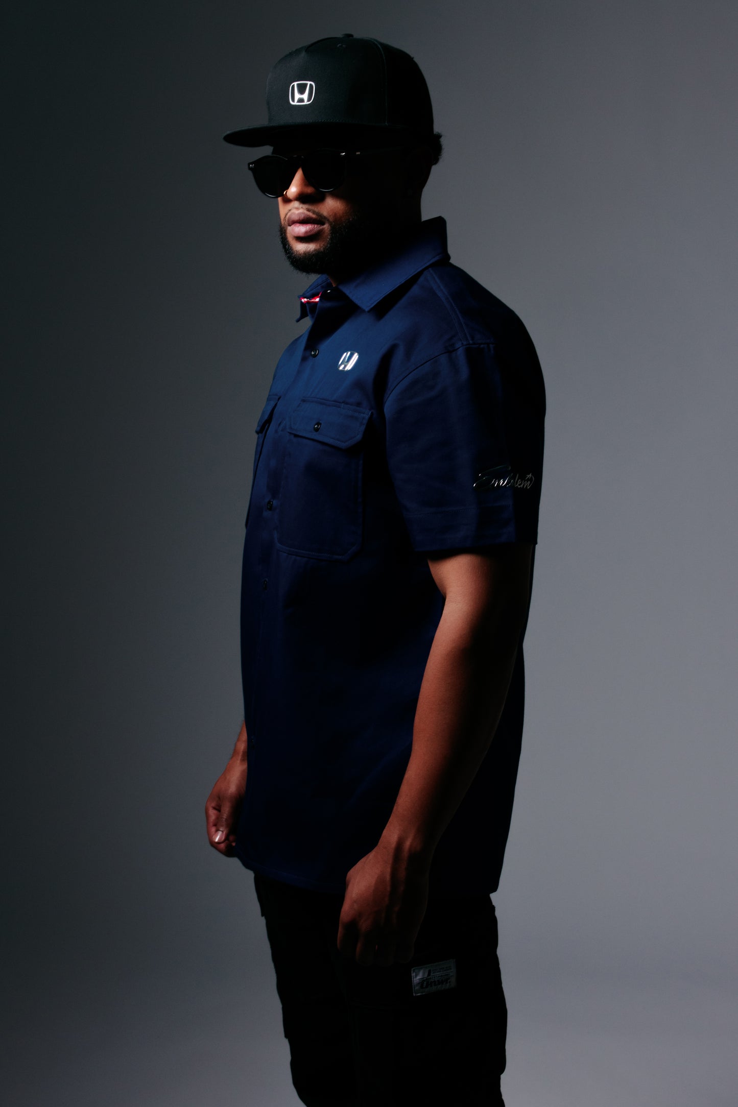 Autocannon x Honda Emblem - Pit Crew Shirt NAVY