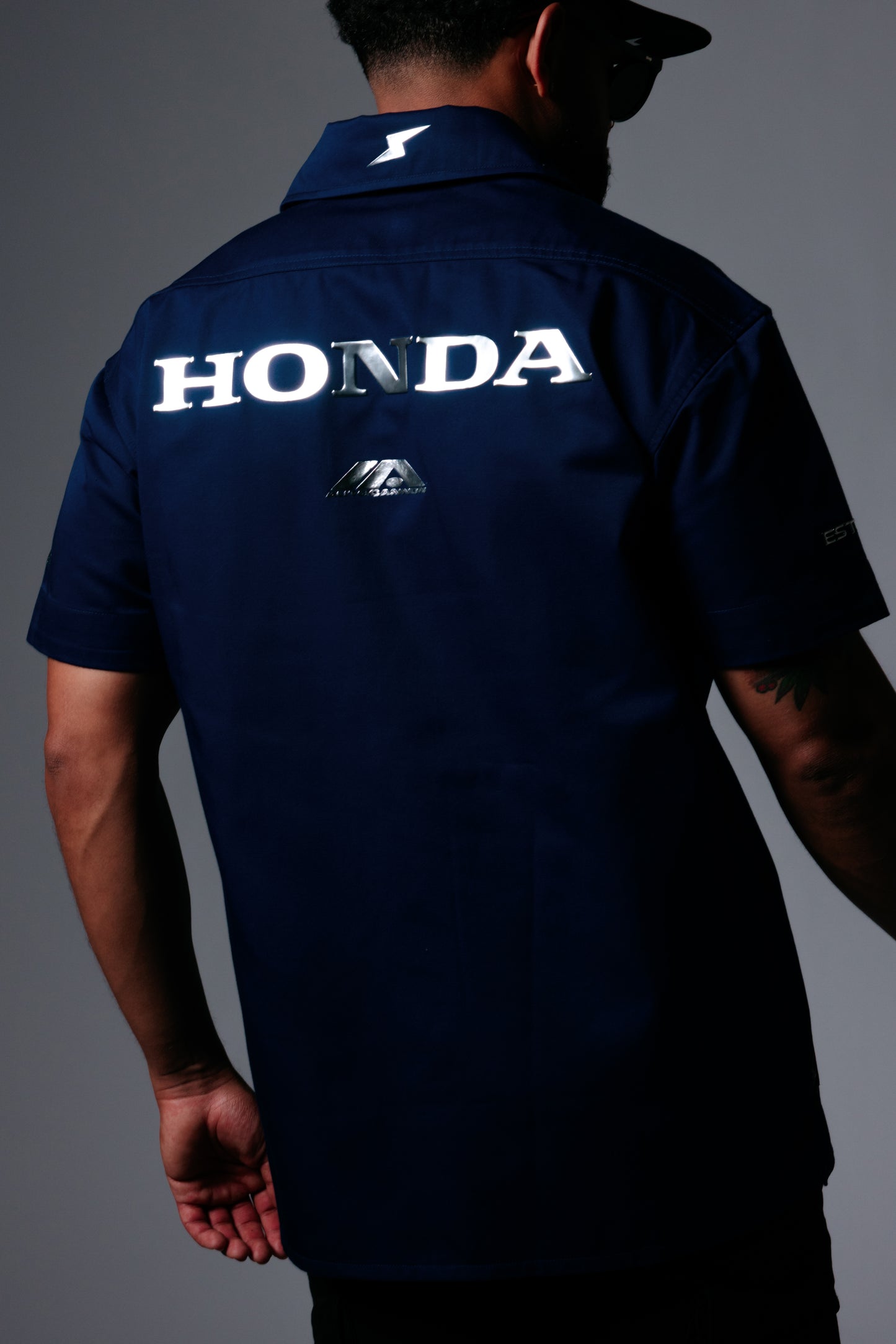 Autocannon x Honda Emblem - Pit Crew Shirt NAVY